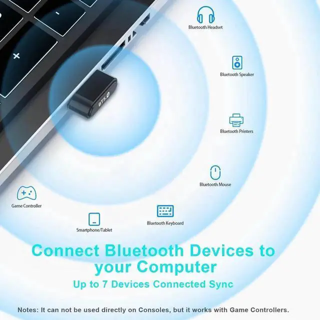 Alt view image 3 of 7 - WISDUM Mini USB Bluetooth 5.4 Adapter for Laptop PC, Wireless Bluetooth 5.4 Transmitter Dongle USB Adapter for Desktop Windows 11 10 8.1 7, Plug n Play Bluetooth Headphones Speaker Mouse Keyboard
