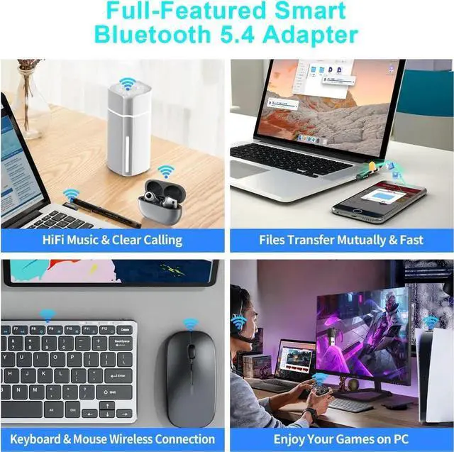Alt view image 6 of 7 - WISDUM Mini USB Bluetooth 5.4 Adapter for Laptop PC, Wireless Bluetooth 5.4 Transmitter Dongle USB Adapter for Desktop Windows 11 10 8.1 7, Plug n Play Bluetooth Headphones Speaker Mouse Keyboard