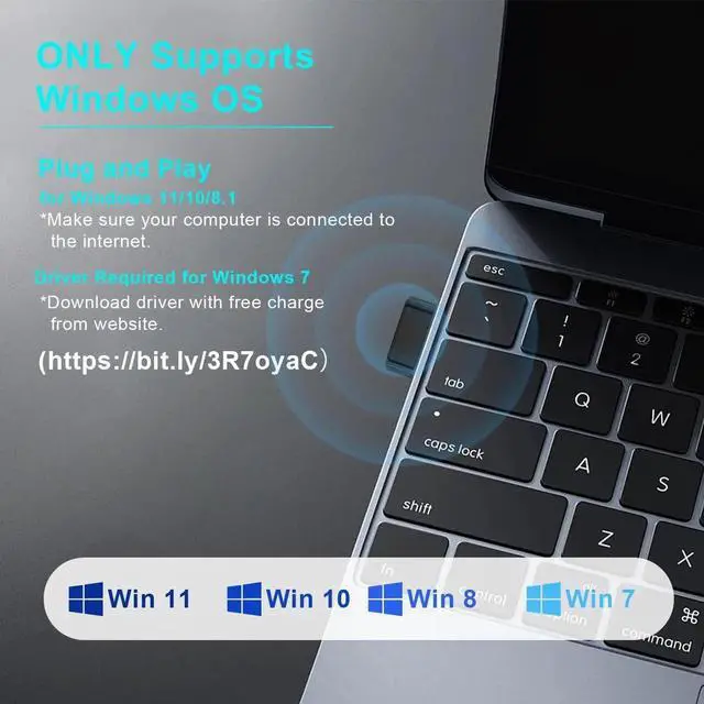 Alt view image 2 of 7 - WISDUM Mini USB Bluetooth 5.4 Adapter for Laptop PC, Wireless Bluetooth 5.4 Transmitter Dongle USB Adapter for Desktop Windows 11 10 8.1 7, Plug n Play Bluetooth Headphones Speaker Mouse Keyboard