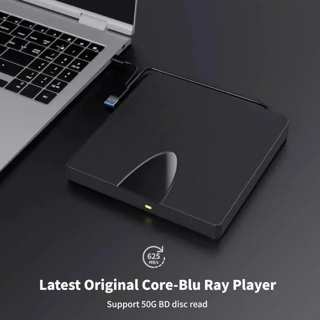 Alt view image 2 of 7 - WISDUM External Blu Ray Drive, USB 3.0 and Type-C Blu Ray Burner Portable Blu Ray DVD/CD/BD Player, 3D Optical Bluray Drive Compatible with Windows XP/7/8/10/11 MacOS for Mac-Book Laptop Desktop PC
