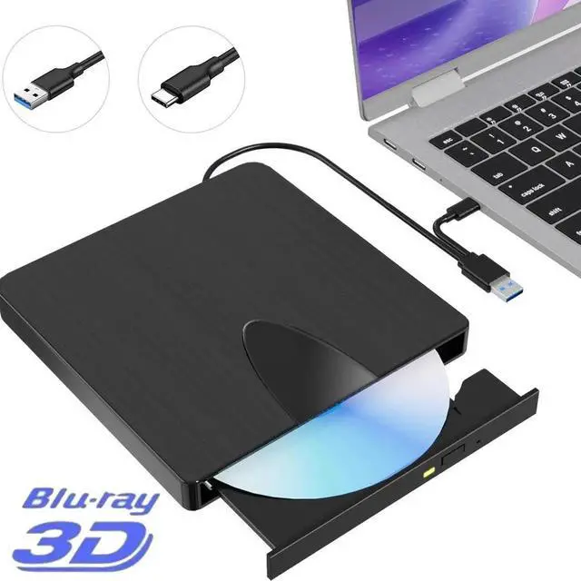 Main image of WISDUM External Blu Ray Drive, USB 3.0 and Type-C Blu Ray Burner Portable Blu Ray DVD/CD/BD Player, 3D Optical Bluray Drive Compatible with Windows XP/7/8/10/11 MacOS for Mac-Book Laptop Desktop PC