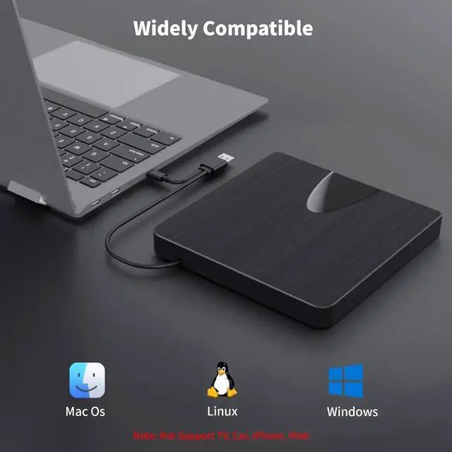 Alt view image 7 of 7 - WISDUM External Blu Ray Drive, USB 3.0 and Type-C Blu Ray Burner Portable Blu Ray DVD/CD/BD Player, 3D Optical Bluray Drive Compatible with Windows XP/7/8/10/11 MacOS for Mac-Book Laptop Desktop PC