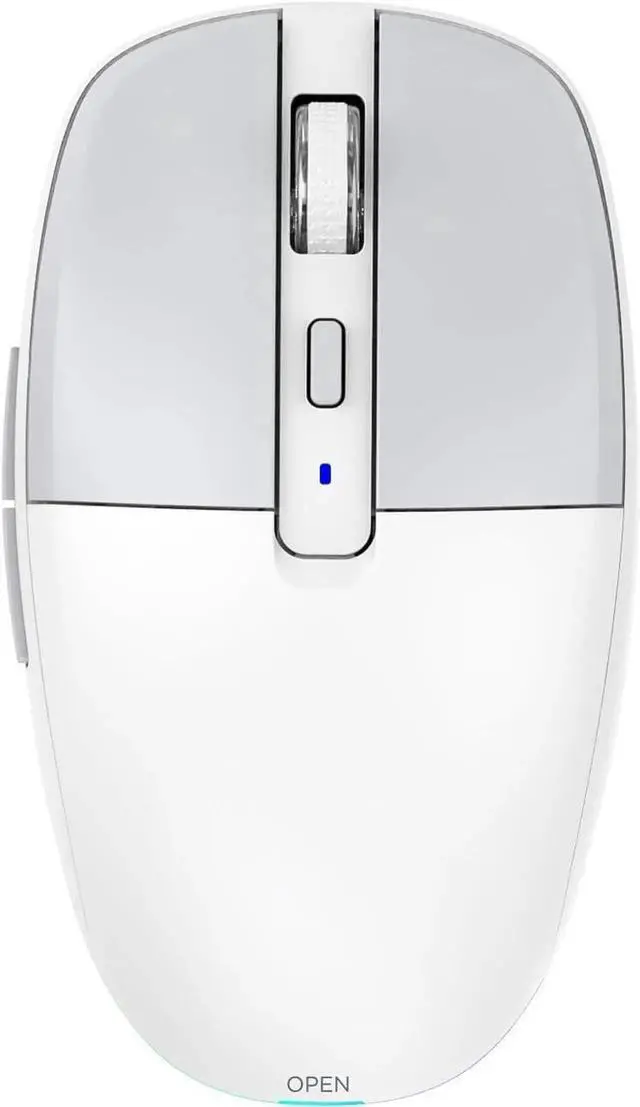 Main image of WISDUM Multi-Device Wireless Mouse for Office, USB 2.4G/Type-C 2.4G/BT5.1 Dual Mode, Silent Click, 3200 DPI, Ergonomic Design with RGB Light, Bluetooth Wireless Mouse with Type-C Fast Charging (White)