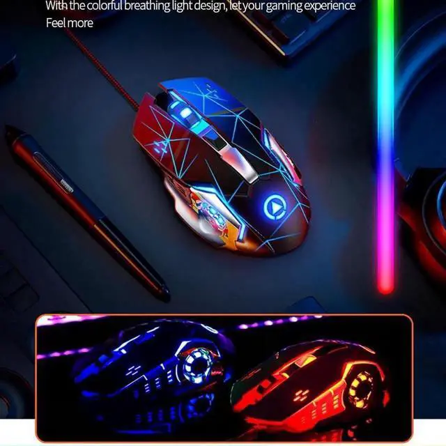 Alt view image 5 of 7 - WISDUM USB Wired Gaming Mouse, PC Gaming Mice 7 Color RGB LED Backlight Plug and Play Adjustable 3200 DPI, 6 Buttons Computer Peripheral Devices USB Mouse for Windows/PC/Mac/Laptop