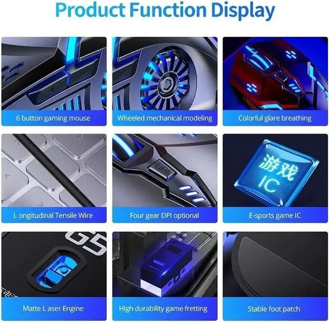 Alt view image 6 of 7 - WISDUM USB Wired Gaming Mouse, PC Gaming Mice 7 Color RGB LED Backlight Plug and Play Adjustable 3200 DPI, 6 Buttons Computer Peripheral Devices USB Mouse for Windows/PC/Mac/Laptop