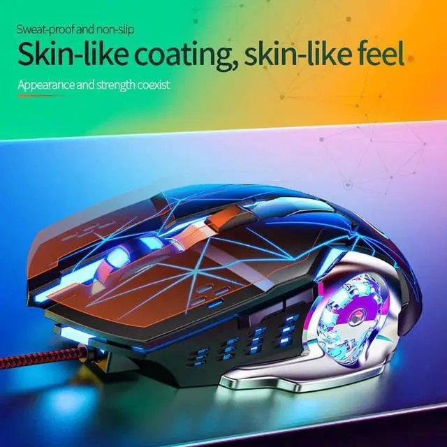 Alt view image 2 of 7 - WISDUM USB Wired Gaming Mouse, PC Gaming Mice 7 Color RGB LED Backlight Plug and Play Adjustable 3200 DPI, 6 Buttons Computer Peripheral Devices USB Mouse for Windows/PC/Mac/Laptop
