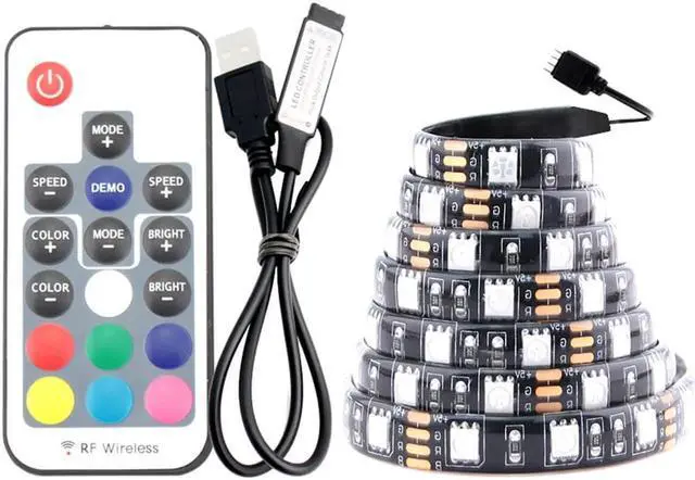 Alt view image 7 of 7 - TV Backlight Kit Bias Lighting for TV, 3M / 9.8FT LED Strip Lights USB Powered LED Light Strip RF Remote for TV, Desktop PC - Reduce Eye Strain Increase Image Clarity