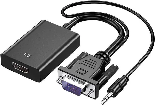 Main image of VGA to HDMI Adapter for Connecting Traditional VGA Interface Laptop, PC to HDMI Monitor or Projector, Hannord 1080P VGA Male to HDMI Female Converter with 3.5mm Audio Lead and Power Supply Port