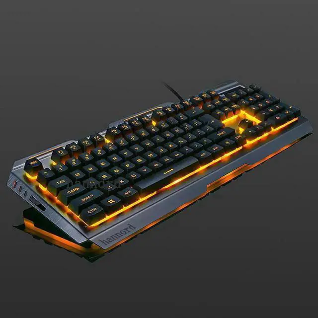 Alt view image 7 of 7 - WISDUM Gaming Keyboard and Mouse Combo Orange Yellow Backlit, LED Backlight Computer Gaming Keyboad,Lighted PC Gaming Mouse,USB Keyboard Clicky Key,Silver Metal Structure,for Xbox PS4 PS3 Working