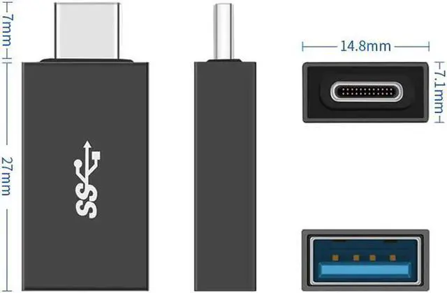 Alt view image 6 of 7 - USB C to USB 3.0 Adapter, Hannord 2 Pack USB C to A Male to Female Adapter Compatible with MacBook 2018 2017 2016, Samsung Galaxy Note 8, Galaxy S8 S8+ S9, Google Pixel, Nexus, and More