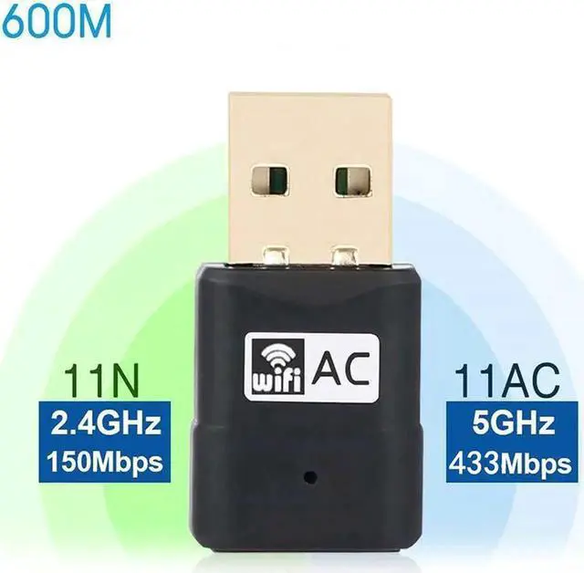 Alt view image 4 of 7 - WISDUM USB WiFi Adapter - Dual Band 2.4G/5G Mini Wi-fi ac Wireless Network Card Dongle with High Gain Antenna for Desktop Laptop PC Support Windows XP Vista/7/8/8.1/10 (USB WiFi 600Mbps)