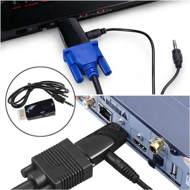 Alt view image 7 of 7 - HDMI to VGA Adapter Converter with 3.5mm Audio Jack Cable, Hannord 1080P HDMI to VGA Converter Male to Female Gold-Plated Connector for Laptop,PC, Desktop,Monitor, Projector,HDTV,DVD