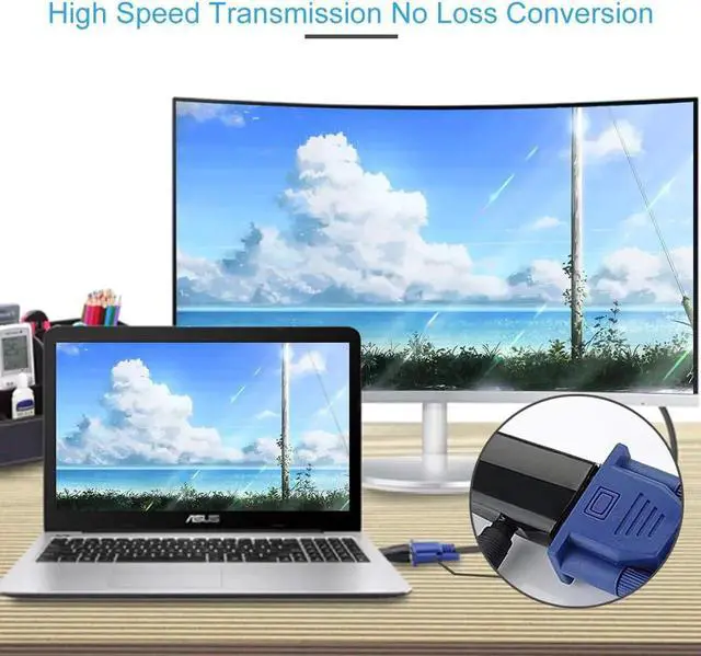 Alt view image 6 of 7 - HDMI to VGA Adapter Converter with 3.5mm Audio Jack Cable, Hannord 1080P HDMI to VGA Converter Male to Female Gold-Plated Connector for Laptop,PC, Desktop,Monitor, Projector,HDTV,DVD