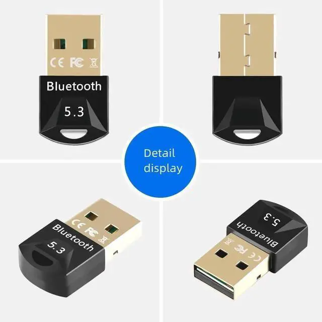 Alt view image 3 of 7 - Bluetooth 5.3 Adapter, Supports Windows 11/10/8.1/7,5.3+EDR USB Bluetooth Wireless Transmitter Receiver for Desktop, Laptop, Mouse, Keyboard, Printers, Headsets (Black)