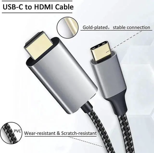 Alt view image 5 of 7 - USB C to HDMI Cable 4K, Hannord 6ft USB Type C to HDMI Cable Adapter High Speed Braided Cord Compatible with 2020 MacBook Pro/Air, iPad Pro 2020, Samsung S9 S10, Lenovo, Dell, ASUS, HP Chromebook