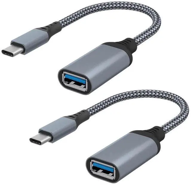 Main image of USB C to USB Adapter, (2 Pack Gray) USB C Male to USB 3.0 Female Adapter, Thunderbolt 3 to USB Female Adapter OTG Compatible with MacBook iPad Pro Galaxy and More Type C Devices Gray