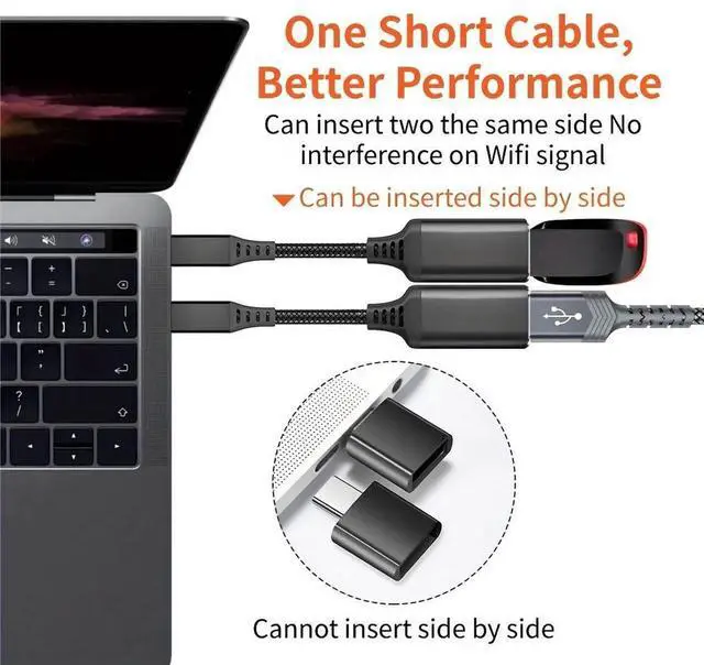 Alt view image 4 of 7 - USB C to USB Adapter, (2 Pack Gray) USB C Male to USB 3.0 Female Adapter, Thunderbolt 3 to USB Female Adapter OTG Compatible with MacBook iPad Pro Galaxy and More Type C Devices Gray