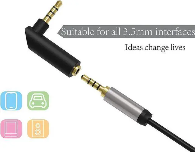 Alt view image 2 of 6 - Right Angle 3.5mm, Hannord 90 Degree Audio Adapter Headphone Jack TRRS 1/8" Male to Female Connector for Laptop, Xbox Controler, Smartphone, Roku Remote (2-Pack)