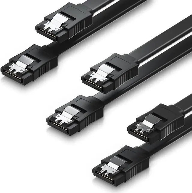 Main image of WISDUM SATA Cable III, 3 Pack SATA Cable III 6Gbps Straight HDD SDD Data Cable with Locking Latch 15.75 Inch Compatible for SATA HDD, SSD, CD Driver, CD Writer - Black