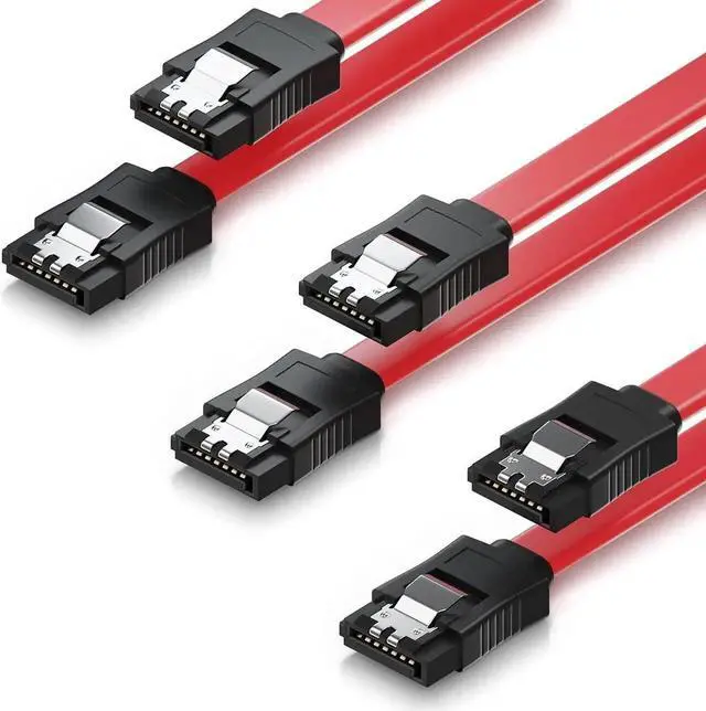 Main image of WISDUM SATA Cable III, 3 Pack SATA Cable III 6Gbps Straight HDD SDD Data Cable with Locking Latch 15.75 Inch Compatible for SATA HDD, SSD, CD Driver, CD Writer - Red