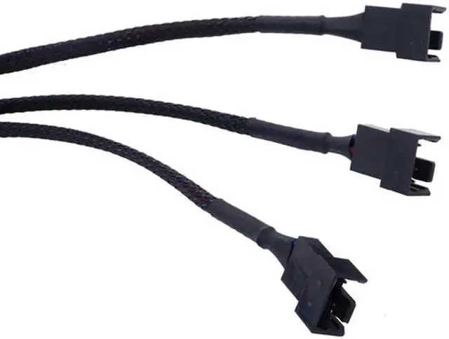 Alt view image 5 of 6 - PWM Fan Splitter Adapter Cable Sleeved Braided Y Splitter Computer PC 4 Pin Fan Extension Power Cable 1 to 3 Converter 10.6 inches 1-Pack