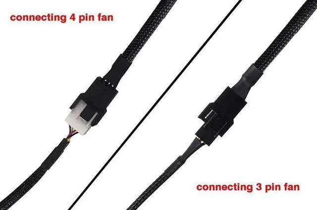Alt view image 3 of 6 - PWM Fan Splitter Adapter Cable Sleeved Braided Y Splitter Computer PC 4 Pin Fan Extension Power Cable 1 to 3 Converter 10.6 inches 1-Pack