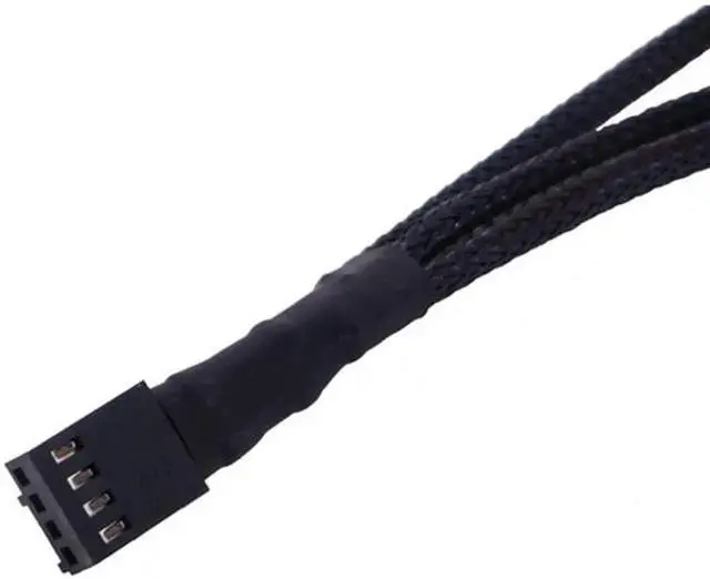 Alt view image 6 of 6 - PWM Fan Splitter Adapter Cable Sleeved Braided Y Splitter Computer PC 4 Pin Fan Extension Power Cable 1 to 3 Converter 10.6 inches 1-Pack