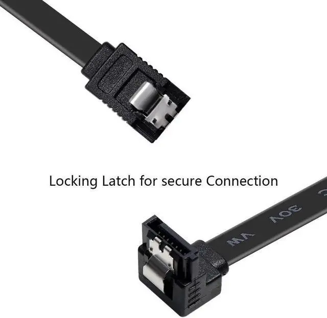 Alt view image 4 of 7 - WISDUM SATA Cable III, 3 Pack SATA Cable III 6Gbps 90 Degree Right Angle with Locking Latch 18 Inch for SATA HDD, SSD, CD Driver, CD Writer -  Black
