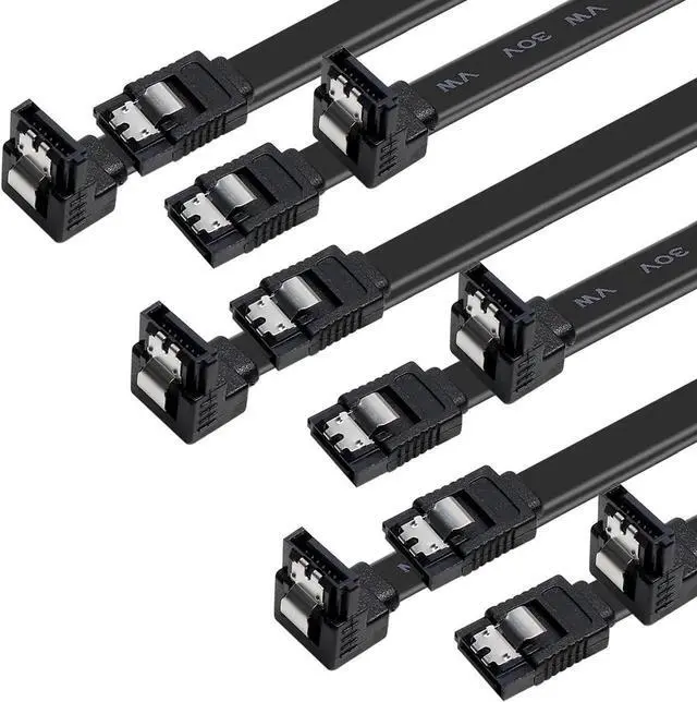 Alt view image 7 of 7 - WISDUM SATA Cable III, 3 Pack SATA Cable III 6Gbps 90 Degree Right Angle with Locking Latch 18 Inch for SATA HDD, SSD, CD Driver, CD Writer -  Black