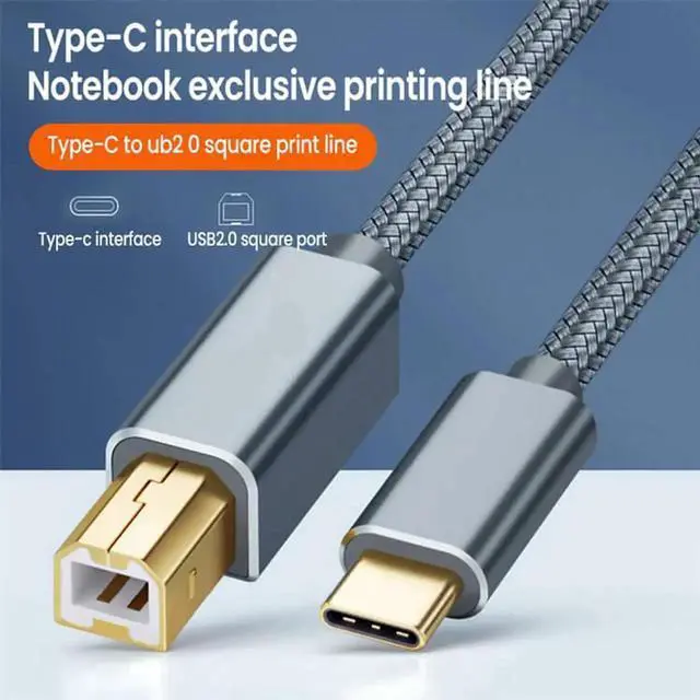 Alt view image 2 of 7 - USB C to Printer Cable, USB C to USB B Male Scanner Cord Compatible with DIMI, Google Chromebook Pixel, MacBook Pro, HP Canon Printers, iPad Pro and More Type-C Devices/Laptops, 3.3ft.