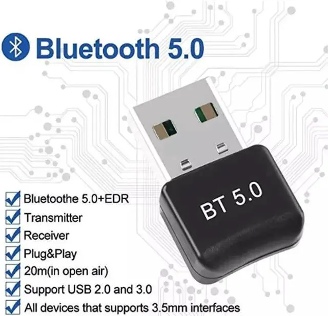 Alt view image 4 of 7 - WISDUM  Wireless USB Bluetooth Adapter 5.0 for Computer Mini Bluetooth Dongle Music Adapter PC Bluetooth Receiver Transmitter Compatible with Windows 7/8/8.1/10
