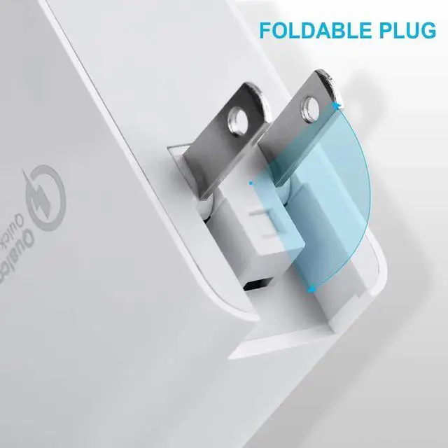 Alt view image 7 of 7 - USB C Charger, 48W 4 Ports Fast Charging PD Wall Charger Quick Charge 3.0, Multi Port USB-C Travel Adapter for Samsung S10/S9/S8/Plus, iPhone Xs/Max/XR/iPhone11, Fully Compatible (White)