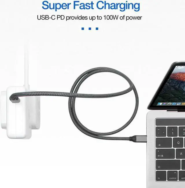 Alt view image 6 of 7 - WISDUM  USB C to USB C Cable 100W, USB 3.1 Type C Gen 2 10Gbps /20Gbps Data Transfer Cable PD Fast Charging,4K Video Monitor Cord Compatible for Thunderbolt 3,MacBook Pro, iPad Pro,Galaxy S21(1.65ft.)
