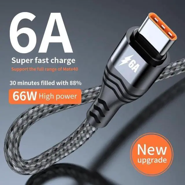 Alt view image 2 of 7 - WISDUM 66W Super Fast Charge USB-C Cable [Black 3.3ft] - 11V/6A, Anti-Break Durable Braided Type-C Cord, High-Speed Charging & Data Transfer For iphone 16 Pro max Samsung Huawei