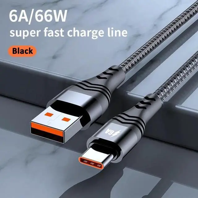 Alt view image 7 of 7 - WISDUM 66W Super Fast Charge USB-C Cable [Black 3.3ft] - 11V/6A, Anti-Break Durable Braided Type-C Cord, High-Speed Charging & Data Transfer For iphone 16 Pro max Samsung Huawei