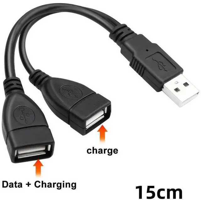 Alt view image 2 of 7 - WISDUM USB 2.0 A Male to 2 Dual USB Female Jack Y Splitter Hub Power Cord Extension Adapter Cable for PC Laptop TV 2.5" Mobile Hard Disk 0.5ft-1pack