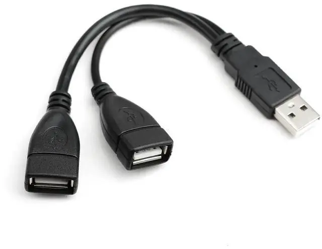 Main image of WISDUM USB 2.0 A Male to 2 Dual USB Female Jack Y Splitter Hub Power Cord Extension Adapter Cable for PC Laptop TV 2.5" Mobile Hard Disk 0.5ft-1pack