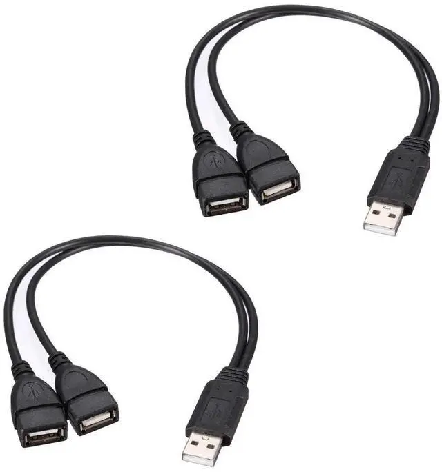 Main image of WISDUM USB 2.0 A Male to 2 Dual USB Female Jack Y Splitter Hub Power Cord Extension Adapter Cable for PC Laptop TV 2.5" Mobile Hard Disk 0.5ft-2 pieces