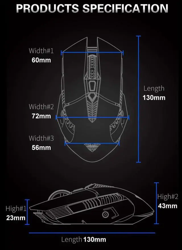 Alt view image 7 of 7 - Rechargeable Bluetooth Wireless Mouse with Side Button, 3 Modes (BT5.0, BT3.0 and 2.4G),7 Color LED Lights, Ergonomic Gaming Mice for PC Computer Laptop Mac Tablet(Grey - Sound)