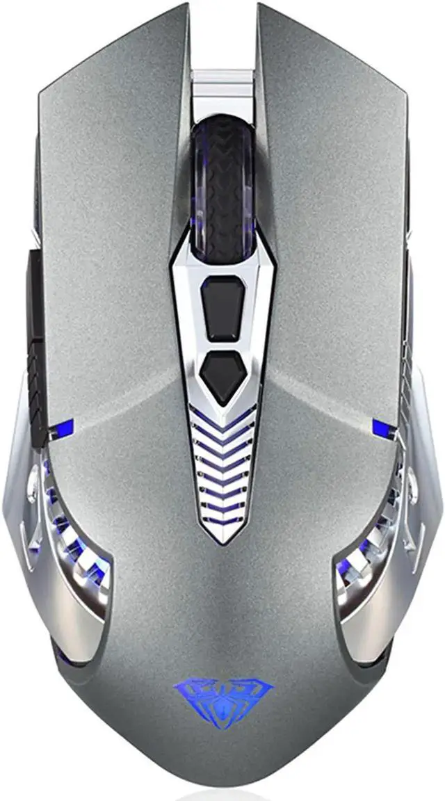 Main image of Rechargeable Bluetooth Wireless Mouse with Side Button, 3 Modes (BT5.0, BT3.0 and 2.4G),7 Color LED Lights, Ergonomic Gaming Mice for PC Computer Laptop Mac Tablet(Grey - Sound)