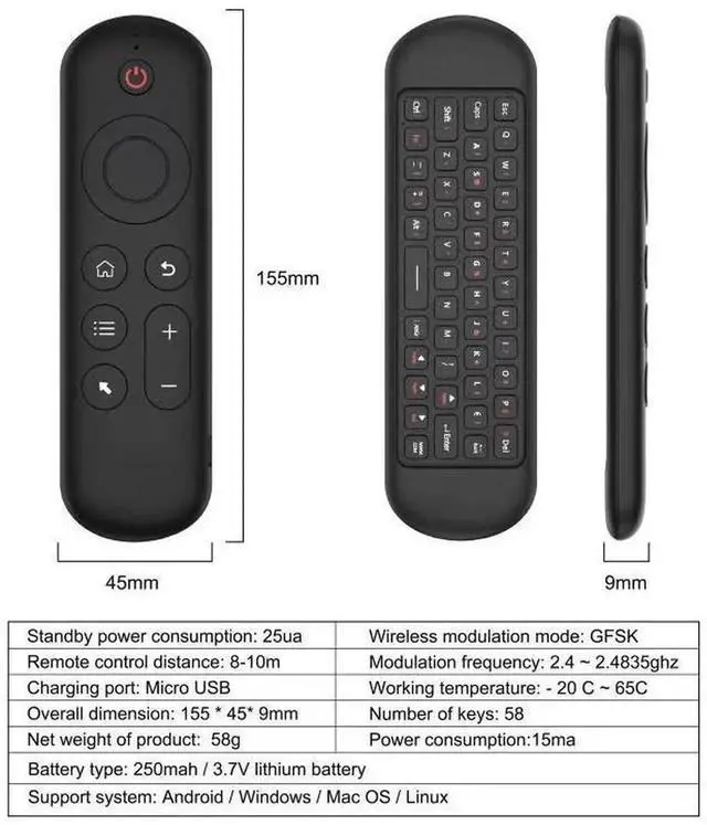Alt view image 6 of 6 - WISDUM M5 BT5.2 Remote Control Bluetooth Keyboard 2.4G Wireless Air Mouse Gyroscope 7 Color Backlight for Android TV Box, Smart TV, Laptop, miniPC, Projector, HTPC, Media Player Colorful