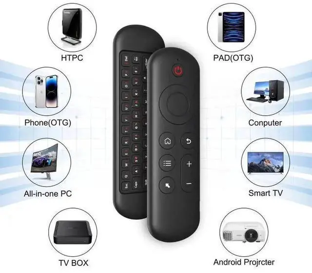 Alt view image 3 of 6 - WISDUM M5 BT5.2 Remote Control Bluetooth Keyboard 2.4G Wireless Air Mouse Gyroscope 7 Color Backlight for Android TV Box, Smart TV, Laptop, miniPC, Projector, HTPC, Media Player Colorful