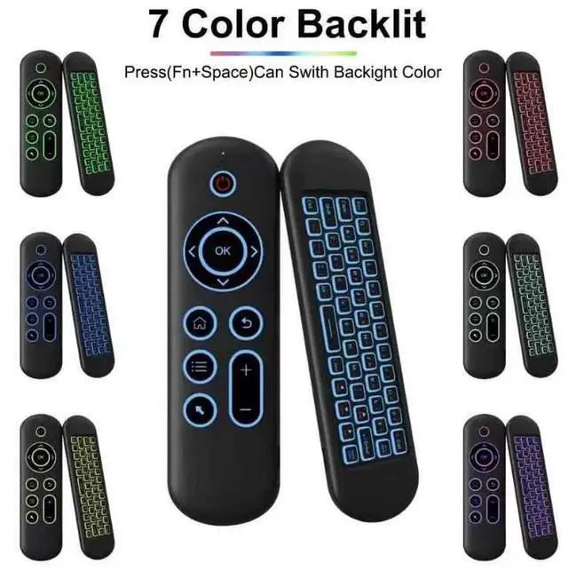 Alt view image 2 of 6 - WISDUM M5 BT5.2 Remote Control Bluetooth Keyboard 2.4G Wireless Air Mouse Gyroscope 7 Color Backlight for Android TV Box, Smart TV, Laptop, miniPC, Projector, HTPC, Media Player Colorful