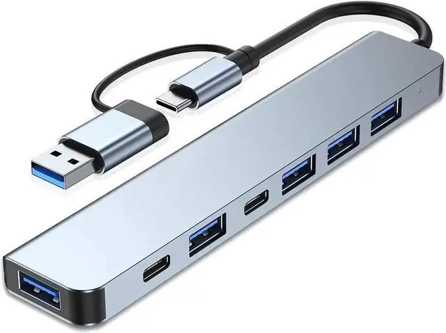 Main image of WISDUM Aluminum 7 in 1 USB C Hub with USB 3.0, USB 2.0 Ports USB Extender USB Splitter for MacBook Pro Air and More Devices