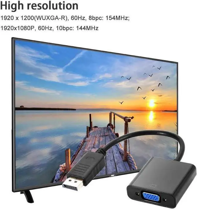 Alt view image 2 of 6 - WISDUM Display Port to VGA Adapter,4 Pack Gold-Plated DisplayPort DP to VGA Converter (Male to Female) for Computer, Desktop, Laptop, PC, Monitor, Projector, HDTV