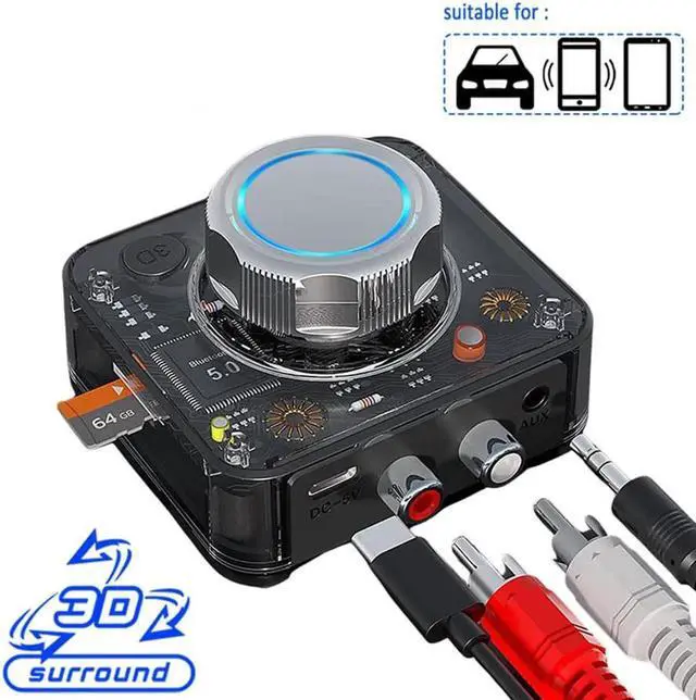 Main image of Bluetooth Audio Receiver, Wireless Audio Adapter for Home Stereo Music Streaming System with 3.5mm RCA/ LR Audio Support TF Card, Works with Smartphones and Tablets