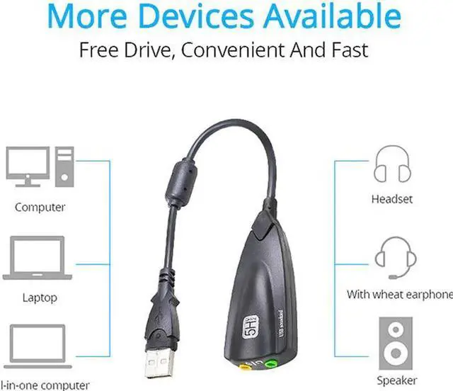 Alt view image 5 of 7 - WISDUM USB External Stereo Sound Adapter for Windows and Mac. Plug and Play No Drivers Needed - Black
