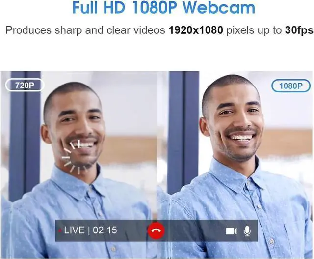 Alt view image 7 of 7 - WISDUM Video Calling Recording Conferencing Live Class Webcam,1080P Full HD Webcam USB Desktop & Laptop Webcam Live Streaming Webcam with Microphone Widescreen HD Video Webcam