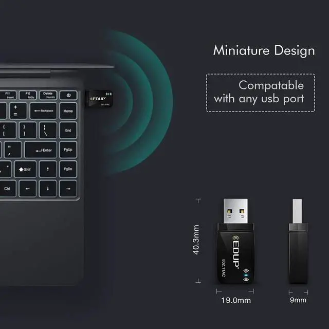 Alt view image 6 of 7 - Mini USB WiFi Adapter 1300Mbps USB 3.0 WiFi Dongle 802.11 ac Wireless Network Adapter with 2.4GHz/ 400Mbps 5.8GHz/ 867Mbps with Built-in Antenna for Windows 10/7/8/8.1/XP Mac OS X 10.6-10.15.3