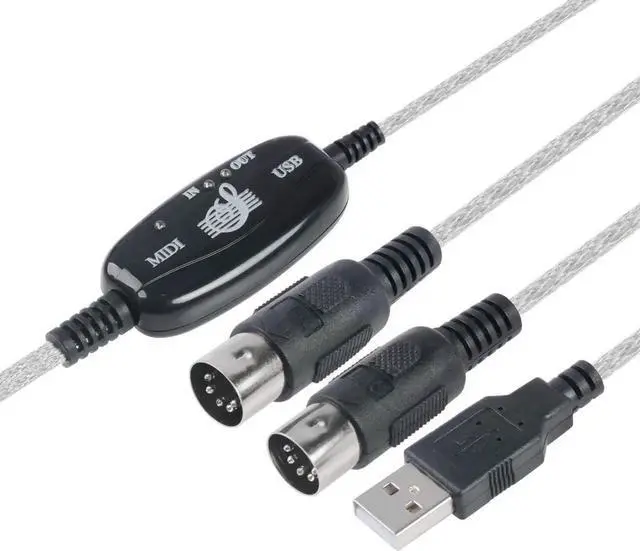 Main image of WISDUM  USB to MIDI Cable Converter 2 in 1 PC to Synthesizer Music Studio Keyboard Interface Wire Plug Controller Adapter Cord 16 Channels Supports Computer Laptop Windows and Mac